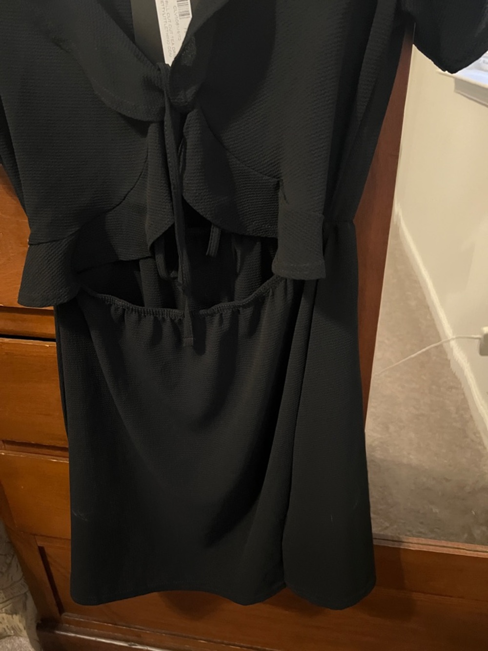 PrettyLittleThing Black Ruffle-Front Mini Dress - Picture 5 of 9